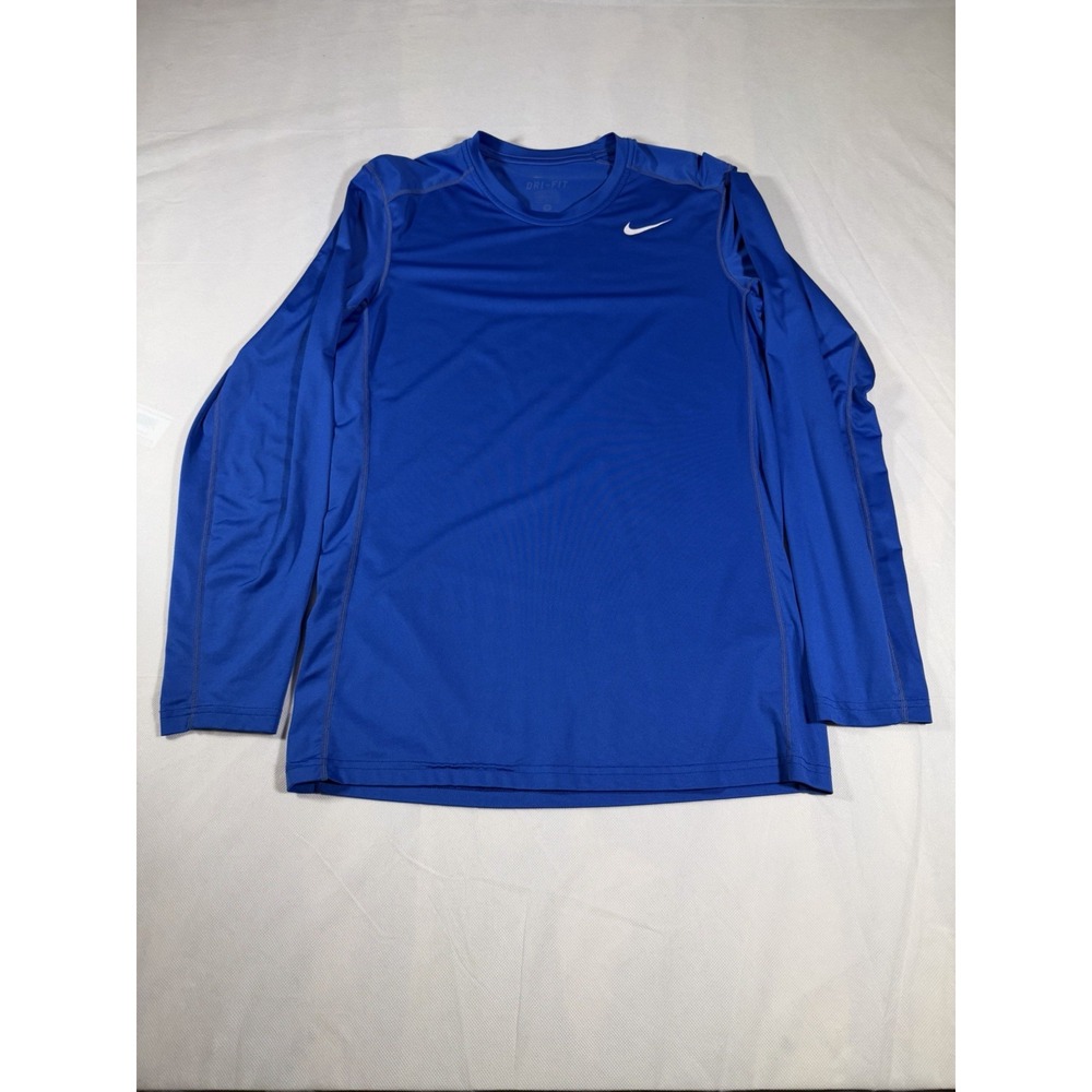 Nike Dri Fit Long Sleeve Athletic Shirt Mens Royal Blue Running Gym S 743866-480